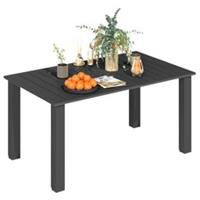 Outsunny Slatted Metal Top Garden Table w/ Parasol Hole, Black, Refurbished