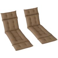 Outsunny 2PCS 220GSM Fabric Lounge Chair Cushion Set, Khaki, Refurbished