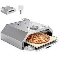Outsunny Outdoor Dual-Fuel BBQ Pizza Oven w/ Thermometer, Silver, Refurbished