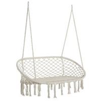 Outsunny Macrame Hanging Hammock Chair, Cream White, Refurbished