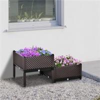 Outsunny 2Piece Raised Garden Bed Planter Box for Flowers Vegetables Refurbished