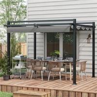 Outsunny 3 x 3(m) Pergola with Retractable Roof and Aluminium Frame Refurbished
