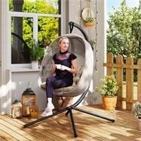 Outsunny Folding Hanging Egg Chair w/Cushion& Stand for Outdoor Refurbished