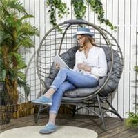 Outsunny Rattan Egg Chair Wicker Basket Chair w/ Cushion Holder Bag Refurbished