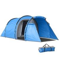Outsunny 2 Man Camping Tent with 2 Rooms Porch Vents Rainfly, Sky Blue