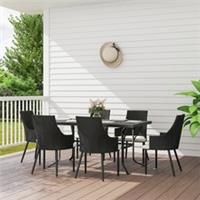 Outsunny 6 Seater Garden Furniture with Cushions, Parasol Hole, Refurbished
