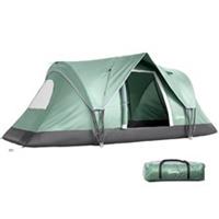 Outsunny 5 Man Camping Tent, 3000mm Hiking Shelter, Dark Green