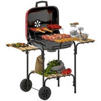 Outsunny Portable Lockable Lid Charcoal BBQ Grill with Vent, Red, Refurbished