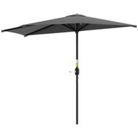 Outsunny 3M Crank Half Round Sun Parasol Umbrella, Dark Grey, Refurbished