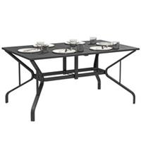 Outsunny Steel Frame Slatted Top Garden Dining Table, Black, Refurbished