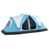 Outsunny 2-Room Waterproof Camping Tent with Screen Panels, Blue, Refurbished