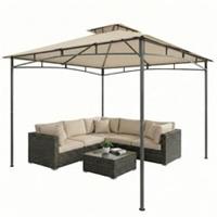 Outsunny 3x3m 2-Tier Roof Outdoor Canopy Gazebo Shelter, Khaki, Refurbished