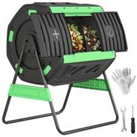 Outsunny 200L Compost Bin, Dual Chamber Rotating Tumbling Composter