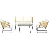 Outsunny 4 Piece Rattan Garden Furniture Set with Cushions, Refurbished