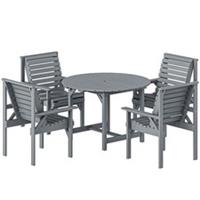 Outsunny Garden Dining Set, Round Table and Chairs w/ Parasol Hole, Refurbished
