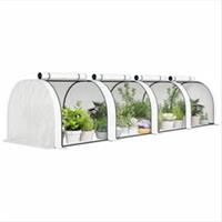 Outsunny Tunnel Greenhouse Steel Frame for Garden w/ Zipper Doors