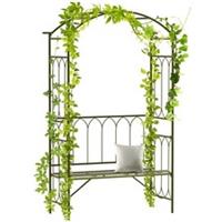 Outsunny Garden Trellis Arbour Bench for Climbing Roses, Black, Refurbished