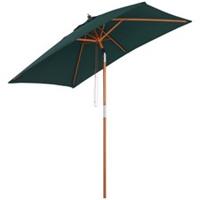 Outsunny 6-Rib Wooden Market Patio Parasol, Green, Refurbished