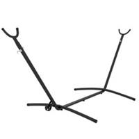 Outsunny Adjustable Wheeled Hammock Stand with Carry Bag, Black, Refurbished