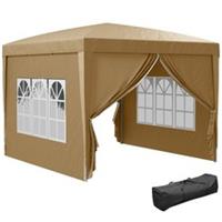 Outsunny 3x3m Pop Up Gazebo Marquee with Carry Bag, Khaki, Refurbished
