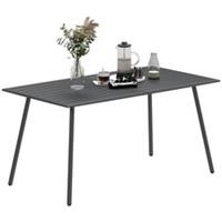 Outsunny 6-Person Slat Top Steel Frame Dining Table, Grey, Refurbished