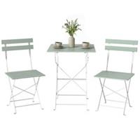 Outsunny 2-Person Folding Outdoor Bistro Dining Set, White, Green, Refurbished