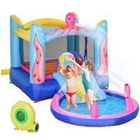 Outsunny Bouncy Castle w/ Slide Water Pool Trampoline, Blower 3.6 x 1.75 x 1.8m