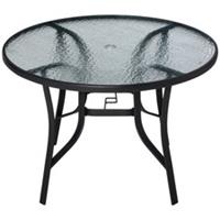 Outsunny 106cm Round Tempered‑Glass Garden Dining Table, Refurbished