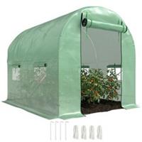 Outsunny 2.52m Walk‑In Roll‑Up Door Polytunnel Greenhouse, Green, Refurbished
