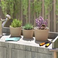 Outsunny Seagrass Plant Pots Flower Planters Bohemian Style Set Refurbished