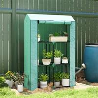 Outsunny 3 Tier Mini Greenhouse with PE Cover, Roll-Up Door, Refurbished