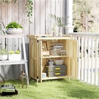 Outsunny Wooden Garden Storage Shed w/Hinged Roof and Shelf Refurbished