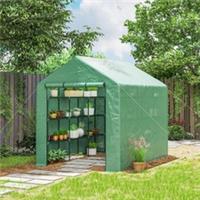 Outsunny Walk-in Garden Greenhouse Shelves Polytunnel Steeple Refurbished