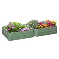 Outsunny 2‑Pack Galvanized Raised Garden Planter Beds, Green, Refurbished