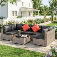 Outsunny 4PCS Patio PE Rattan Wicker Sofa Conservatory Furniture Set Refurbished