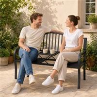Outsunny Outdoor Frame 2Seater Bench Patio Park Garden Seating Chair Refurbished