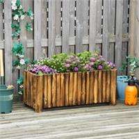 Outsunny Raised Flower Bed Wooden Rectangualr Planter Container Box Refurbished