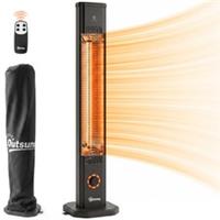 Outsunny 2000 W Electric Infrared Patio Heater with Cover, IP65, Black