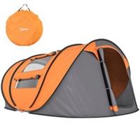 Outsunny Camping Tent Dome Pop-up Tent with Windows Orange, Used