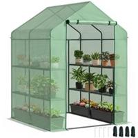 Outsunny Walk in Garden Greenhouse Outdoor Grow House w/ Shelves, 143x138x190cm