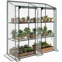 Outsunny 3 Tier Lean-to Mini Greenhouse with Plastic Cover, Clear
