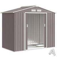 Outsunny 7 x 4ft Garden Shed Storage with Foundation Kit and Vents, Grey