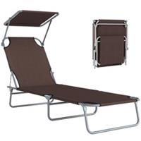 Outsunny Garden Folding Chair Sun Lounger Bed Outdoor Recliner Seat w/ Sunshade