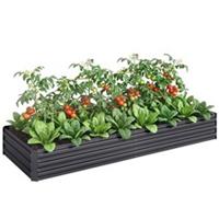 Outsunny Galvanised Raised Garden Bed Metal Planter Box with Open Bottom, Grey