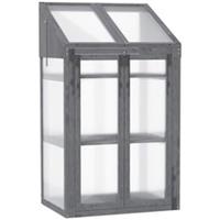 Outsunny Wooden Greenhouse Cold Frame Grow House w/ Double Door for Flower Grey