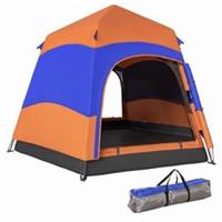 Orange 3 Person Dual Layer Pop Up Camping Tent with Rainfly Outsunny