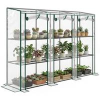 Outsunny 3 Tier Lean-to Mini Greenhouse with Plastic Cover, Clear