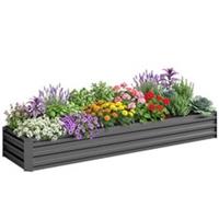 Outsunny Galvanised Raised Bed for Garden, Outdoor Elevated Planter Box, Grey