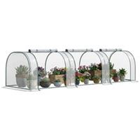 Outsunny Tunnel Greenhouse Steel Frame for Garden w/ Zipper Doors