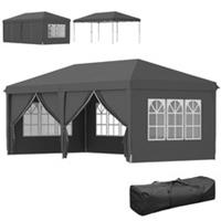 Outsunny 3x6m Garden Pop Up Gazebo Awning Canopy Marquee w/ Carry Bag, Grey